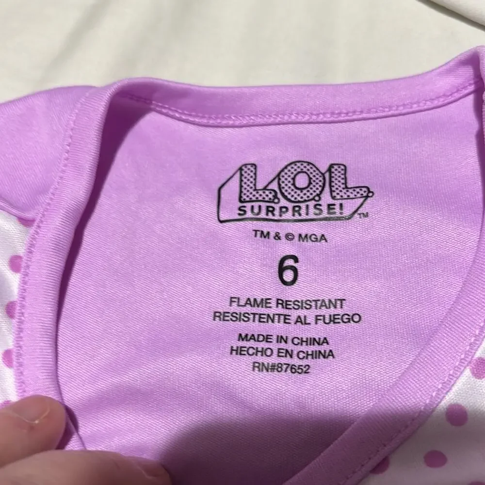 LOL Surprise 6 💯 polyester silkie feel lol doll nightgown nwot purple polka dot